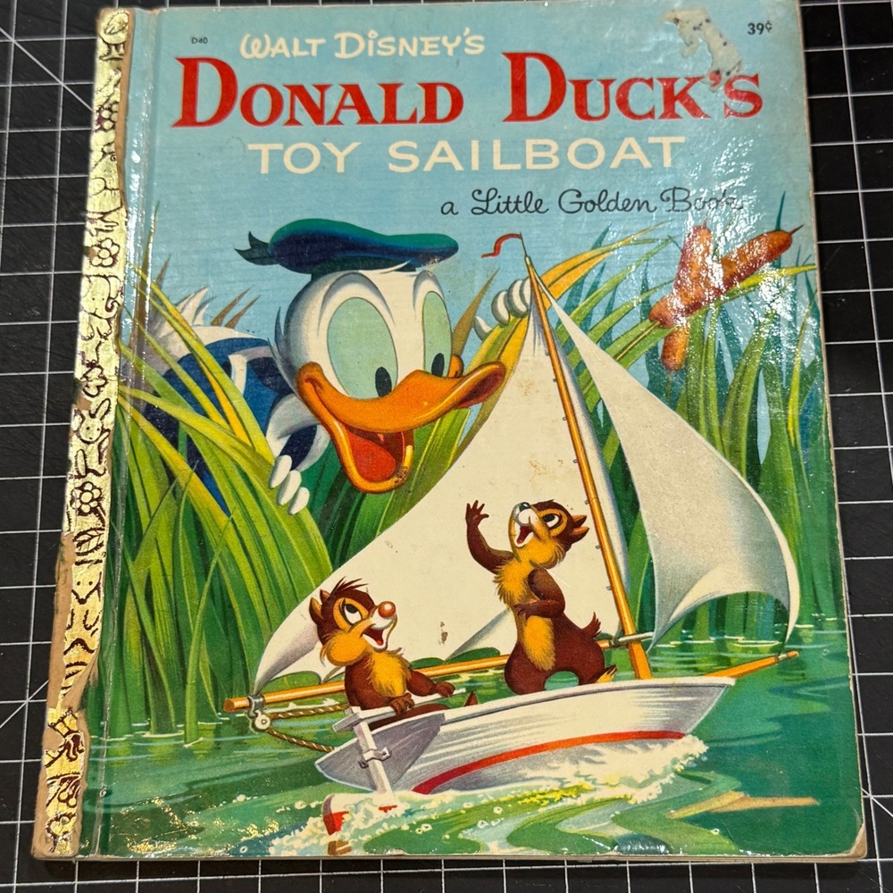 Walt Disney Donald Duck's Toy Sailboat Little Golden Book 1954 8th Print D40